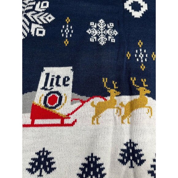 New 2019 Miller Lite Beer Holiday Ugly Christmas Sweater Vest with Reindeer - Picture 5 of 7